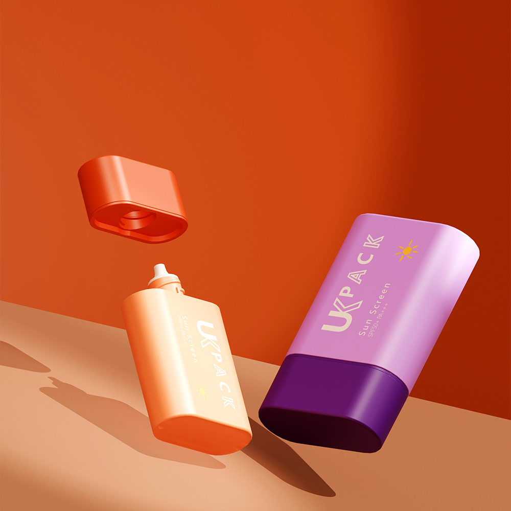 30ml 50ml sunscreen bottle orange sunscreen bottle sunscreen yellow bottle PE sunscreen bottle 2025 new item