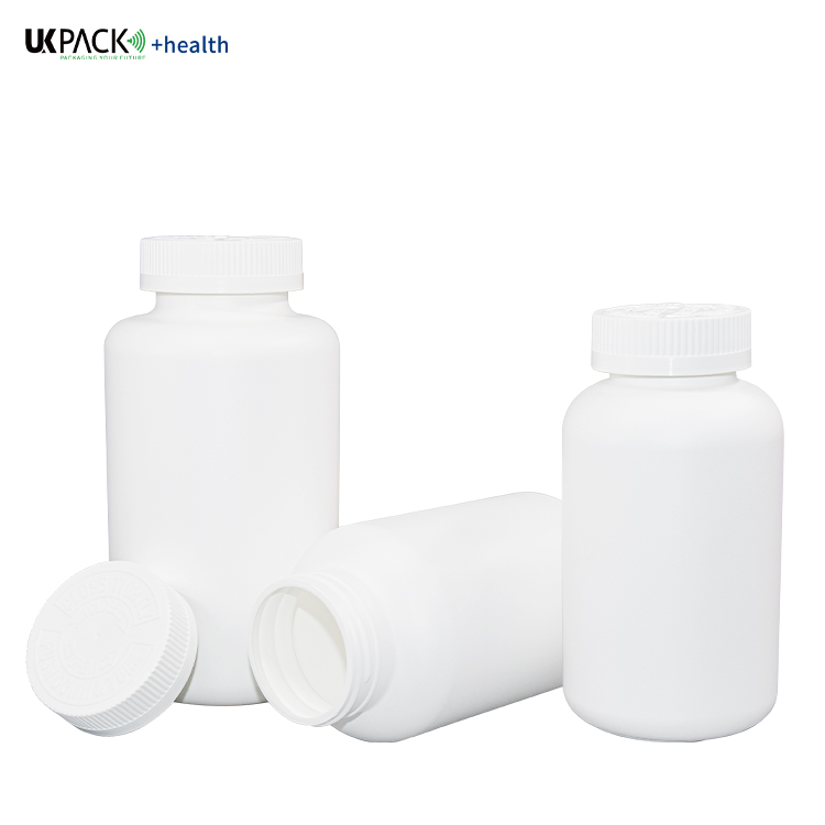400g / 500g / 750g Customized Color And Logo Health Bottle HDPE Medicine VC Bottle UKH17