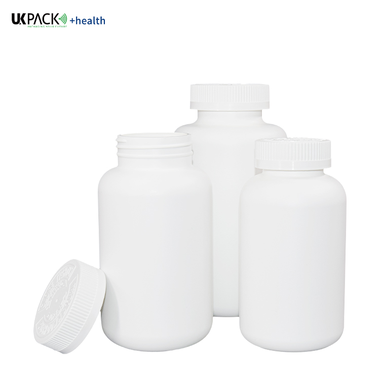 400g / 500g / 750g Customized Color And Logo Health Bottle HDPE Medicine VC Bottle UKH17