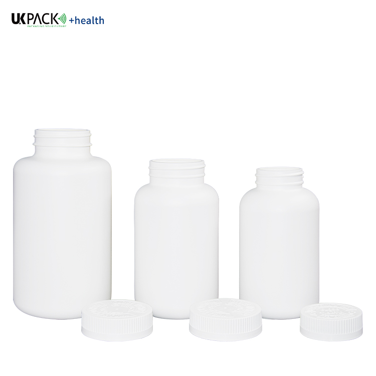 400g / 500g / 750g Customized Color And Logo Health Bottle HDPE Medicine VC Bottle UKH17