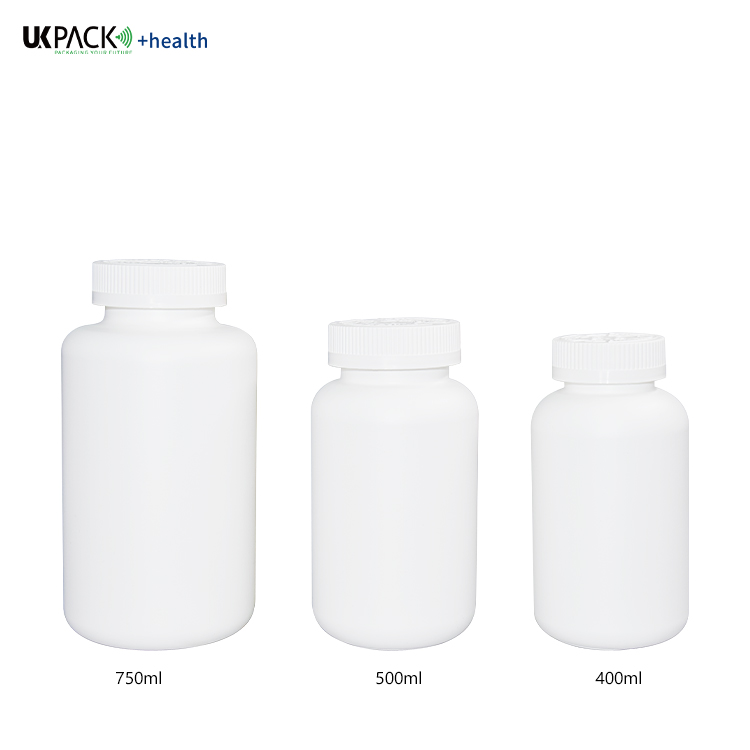 400g / 500g / 750g Customized Color And Logo Health Bottle HDPE Medicine VC Bottle UKH17