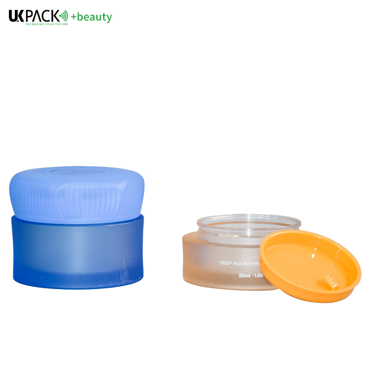 30g/ 50g Customized One Click Cream Jar Face Cream Hair Cream Container Skin Care Packaging Push Botton Cap UKC69C