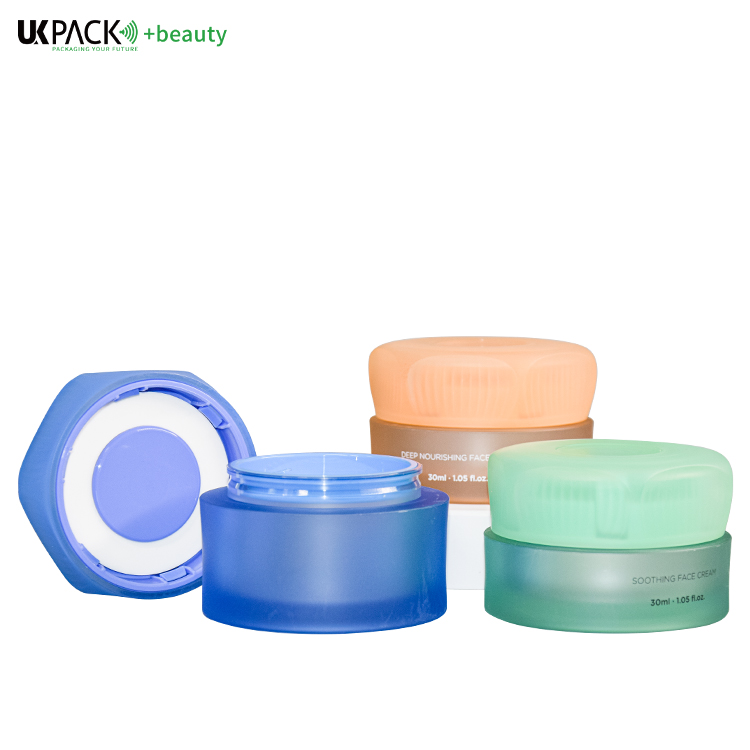 30g/ 50g Customized One Click Cream Jar Face Cream Hair Cream Container Skin Care Packaging Push Botton Cap UKC69C