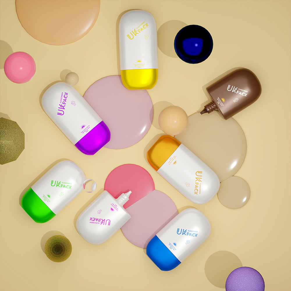 30ml 50ml sunscreen white and orange bottle  PE sunscreen bottles