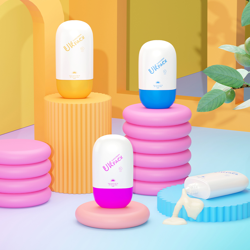 30ml 50ml sunscreen white and orange bottle  PE sunscreen bottles