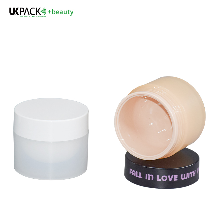 Plastic PP Double Layer Cream Jar 50g With White Lid