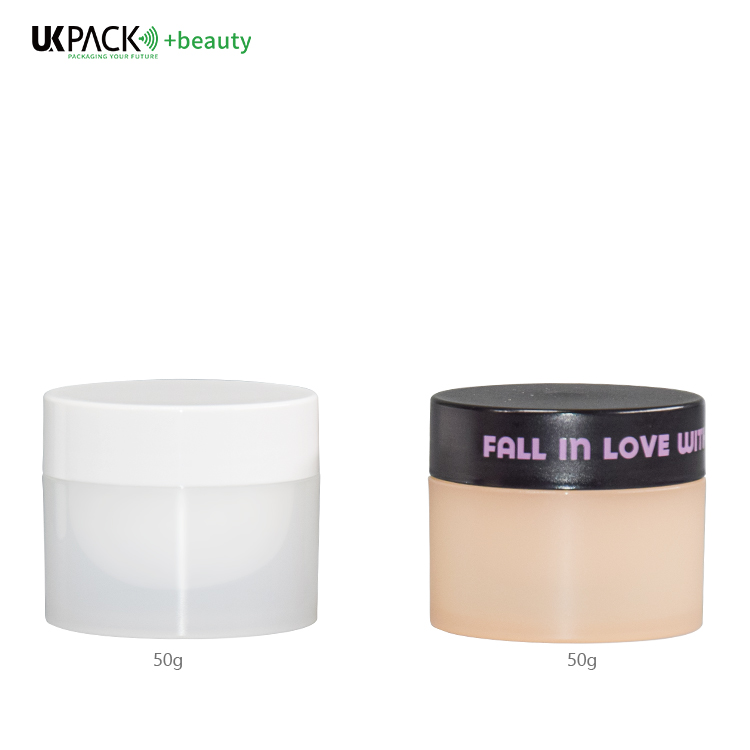 Plastic PP Double Layer Cream Jar 50g With White Lid