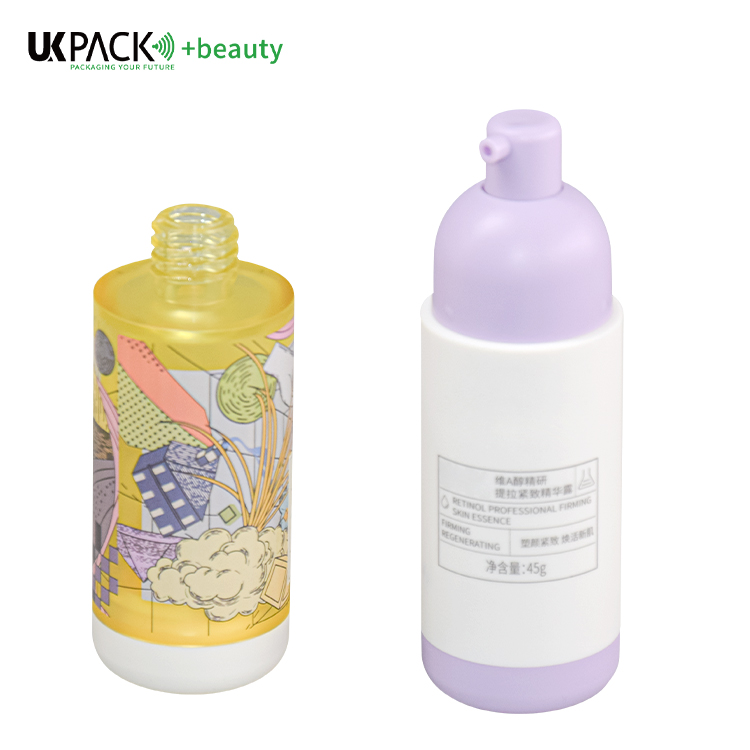 Frosted Surface Airless Pump Bottle 45ml Elastic Paint 3D Packaging For Serum Sun Protect