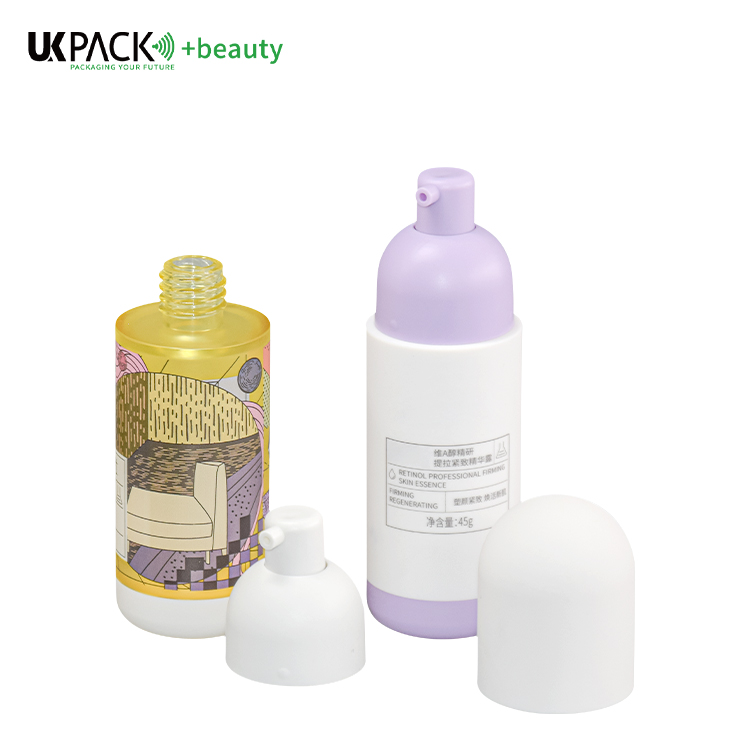 Frosted Surface Airless Pump Bottle 45ml Elastic Paint 3D Packaging For Serum Sun Protect