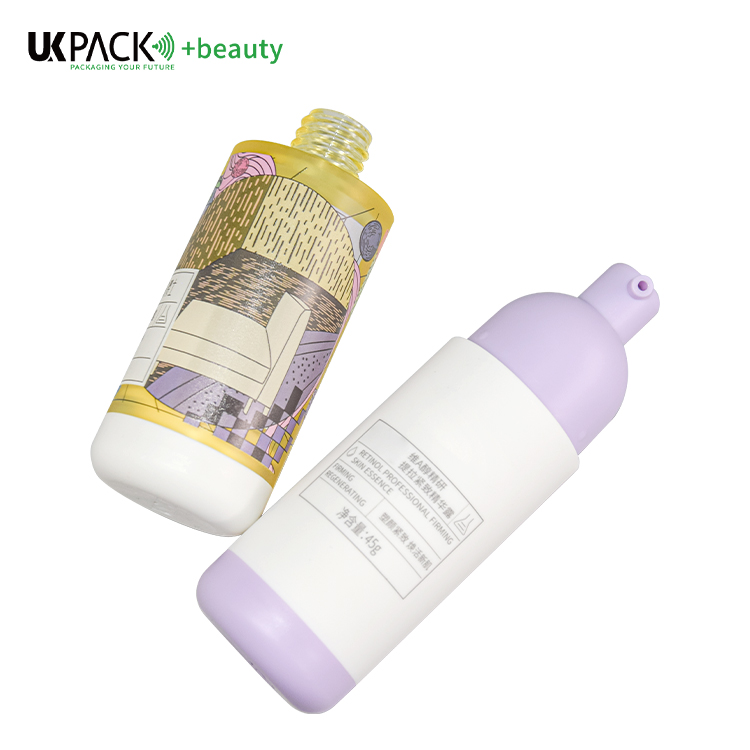 Frosted Surface Airless Pump Bottle 45ml Elastic Paint 3D Packaging For Serum Sun Protect