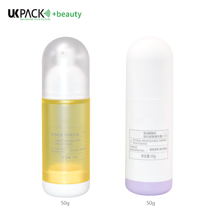 Frosted Surface Airless Pump Bottle 45ml Elastic Paint 3D Packaging For Serum Sun Protect