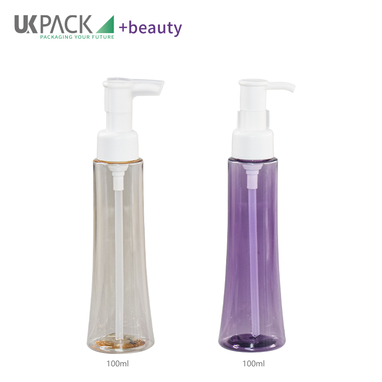 PCR 100ml PET Makeup Cleansing Oil Pump Bottle Cosmetic Cleanser Packaging