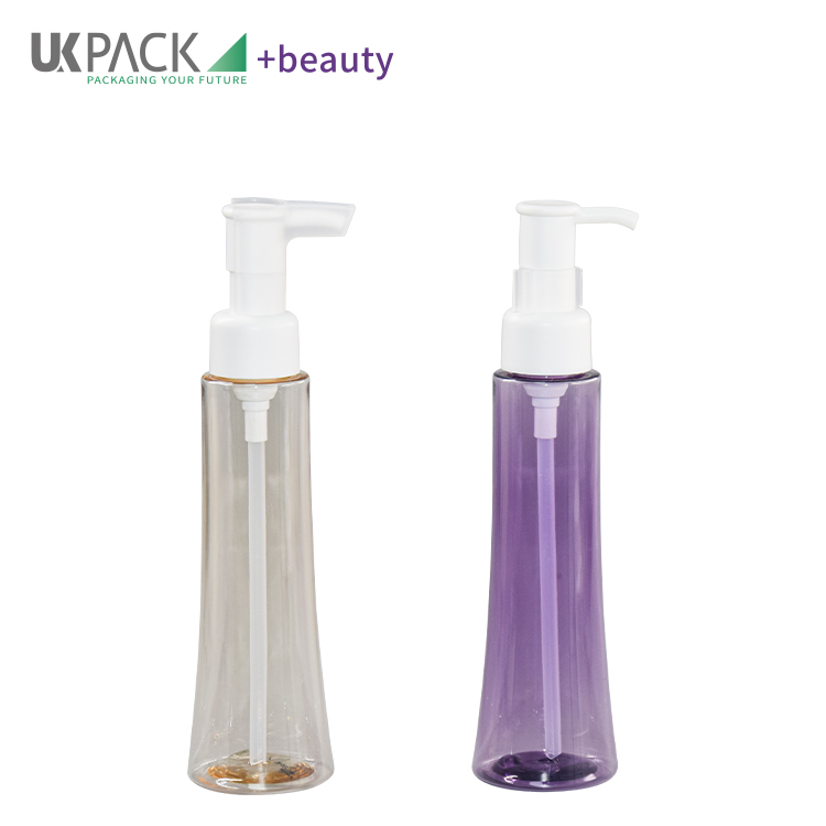 PCR 100ml PET Makeup Cleansing Oil Pump Bottle Cosmetic Cleanser Packaging