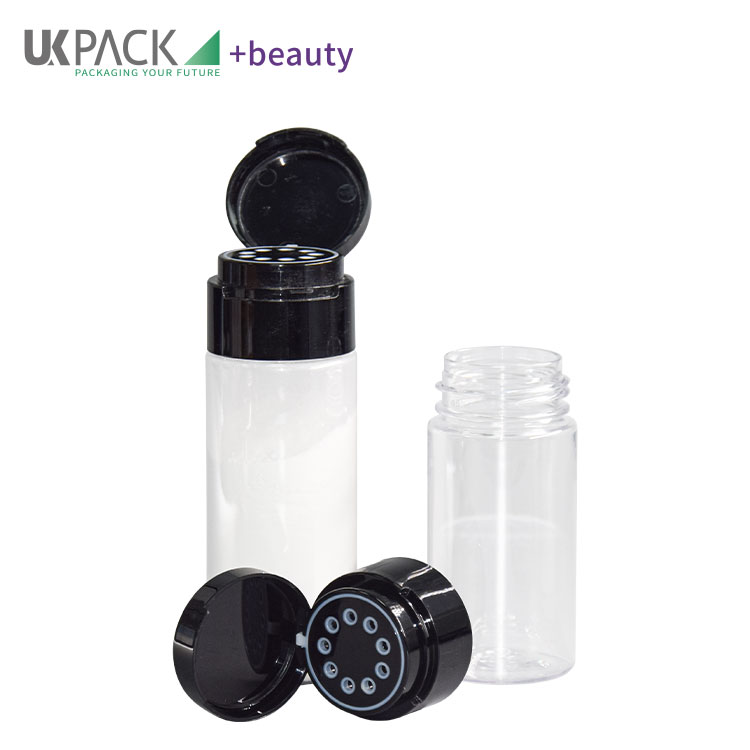 100g 150g PETG Cosmetic Pump Bottle Mens Skincare Packaging For Talcum Loose Powders