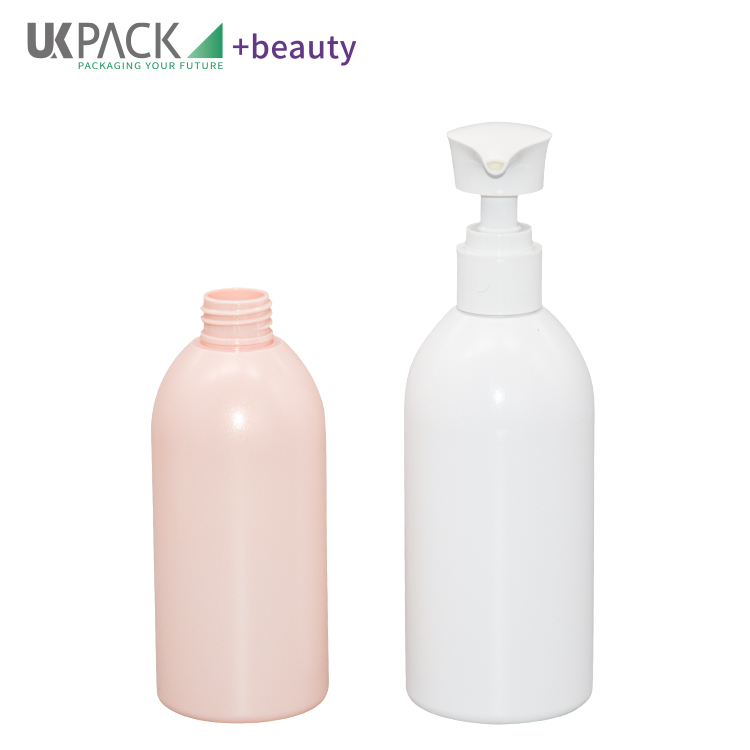 Smooth PET Round Shoulders Cosmetic Lotion Bottle With 2.8cc 240ml 300ml