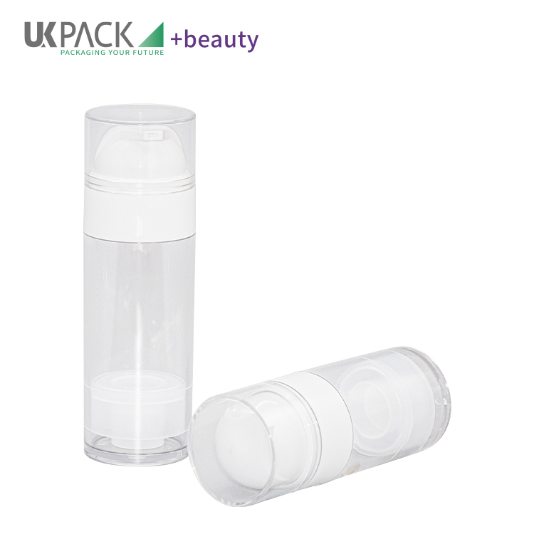 Round PET Airless Dispenser Pump Bottle 50ml 80ml For Personal Care UKA69
