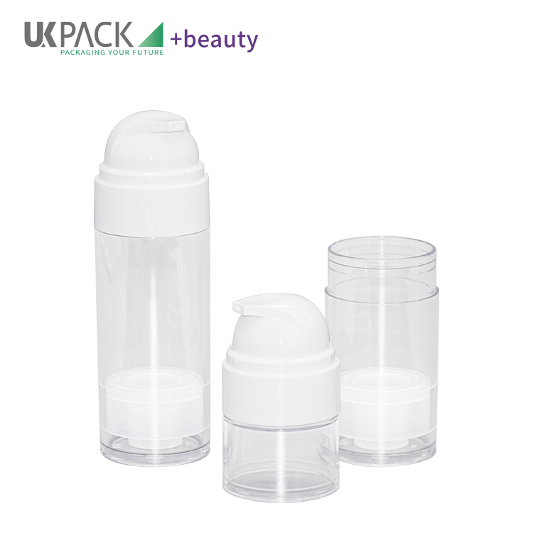 Round PET Airless Dispenser Pump Bottle 50ml 80ml For Personal Care UKA69