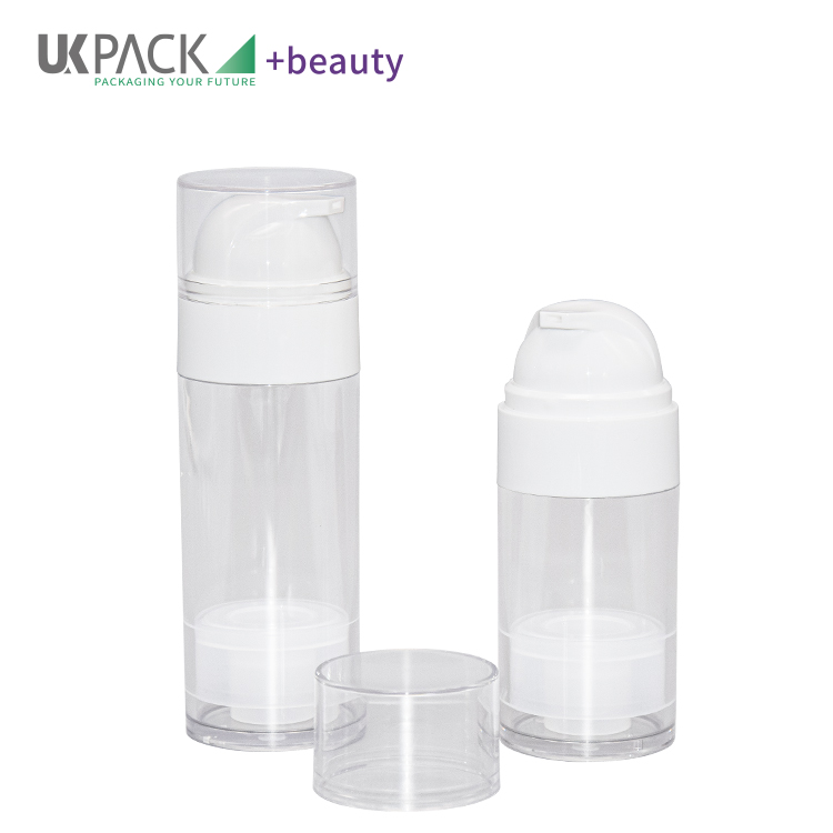 Round PET Airless Dispenser Pump Bottle 50ml 80ml For Personal Care UKA69