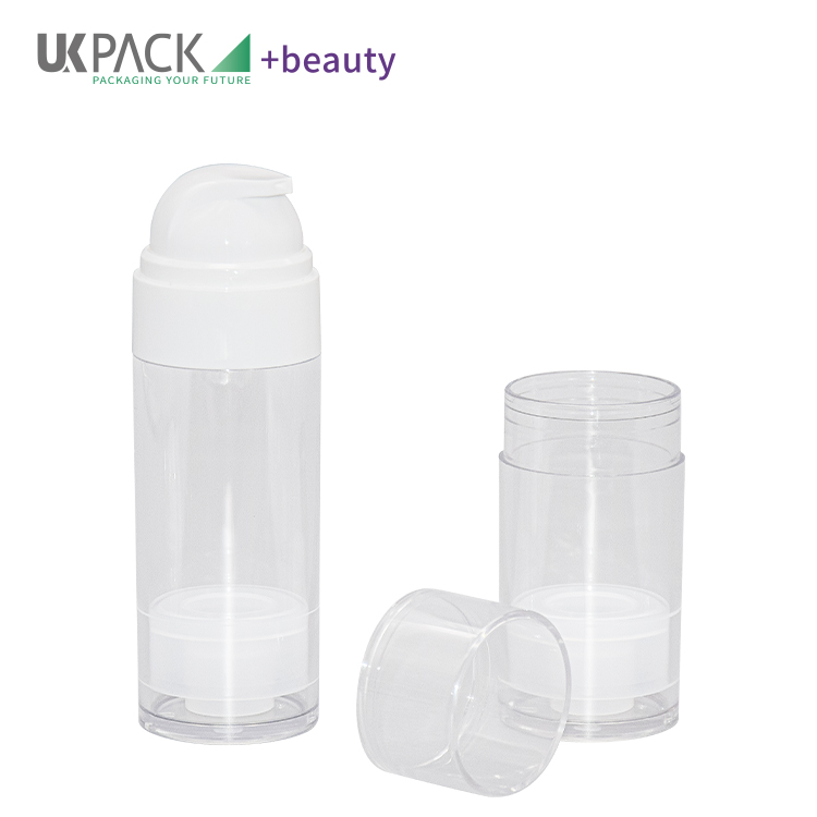 Round PET Airless Dispenser Pump Bottle 50ml 80ml For Personal Care UKA69