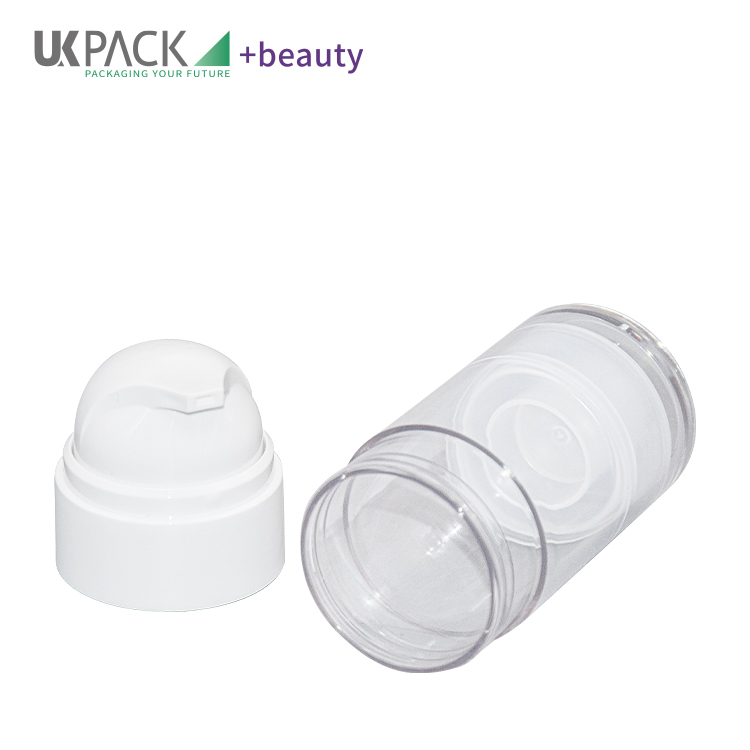 Round PET Airless Dispenser Pump Bottle 50ml 80ml For Personal Care UKA69