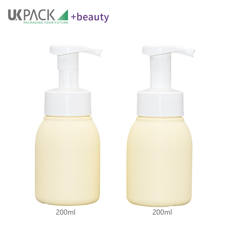 Yellow Hdpe Pp Foam Pump Bottle Baby Soap Washing Cosmetic Packaging Container 200ml