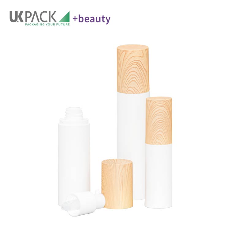 Wood Grain Over Cap PP Airless Bottle 15ml 30ml 50ml
