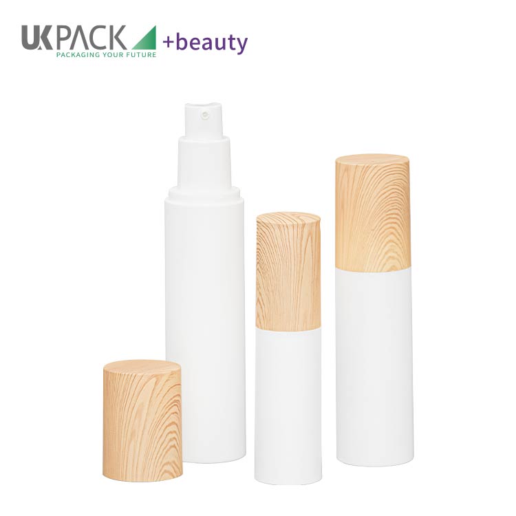 Wood Grain Over Cap PP Airless Bottle 15ml 30ml 50ml