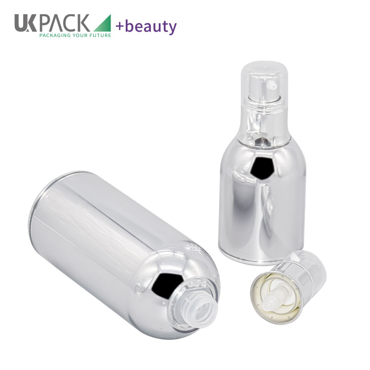 Acrylic Skincare Cosmetic Airless Bottle Full Electroplating Vacuum Bottle 30ml 50ml 100ml