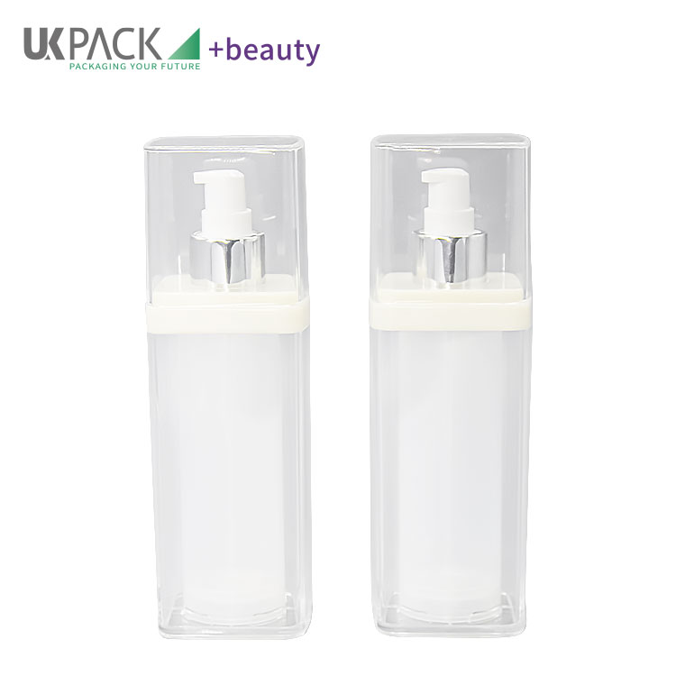 UKA51 Recyclable 100ml Square Airless Lotion Bottles With Transparency Lid