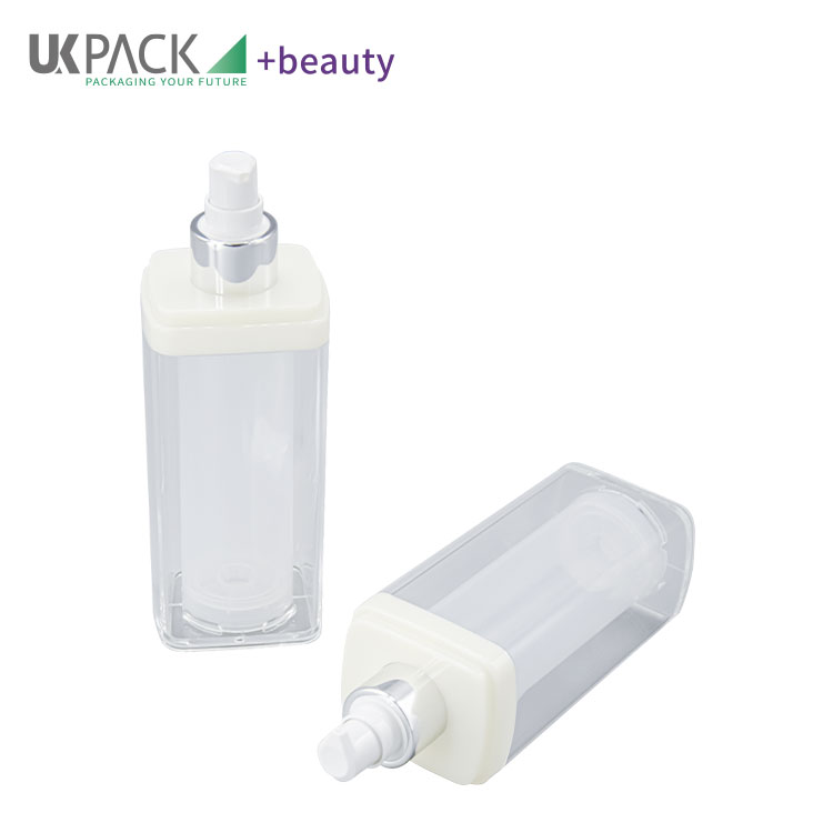 UKA51 Recyclable 100ml Square Airless Lotion Bottles With Transparency Lid