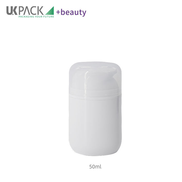 50ml PP Airless Bottle Sunscreen Packaging Oval Flat Vacuum PCR Bottle