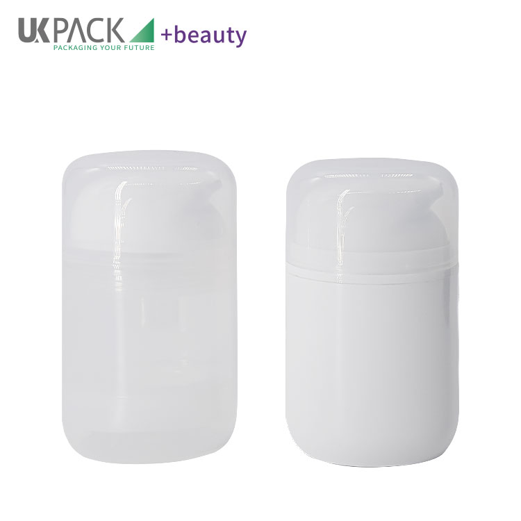 50ml PP Airless Bottle Sunscreen Packaging Oval Flat Vacuum PCR Bottle