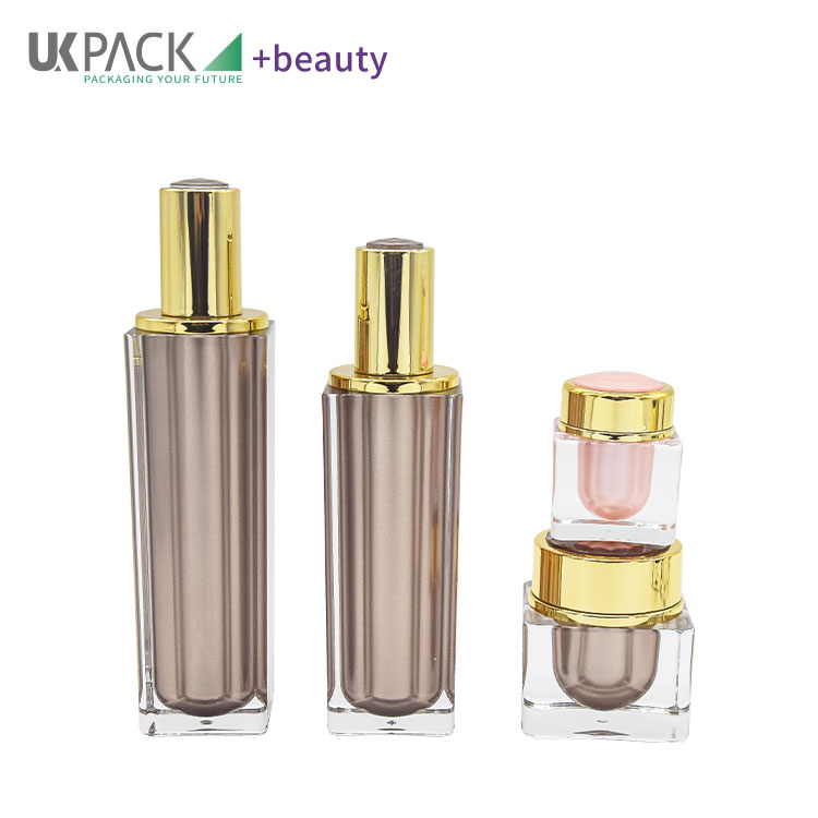 High-end Acrylic Skincare Set 15-30-50-100-120ml Square Lotion Bottle 15-30-50g Cream Jar