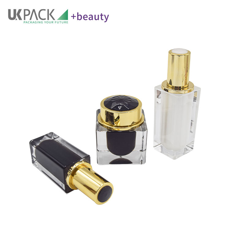 High-end Acrylic Skincare Set 15-30-50-100-120ml Square Lotion Bottle 15-30-50g Cream Jar