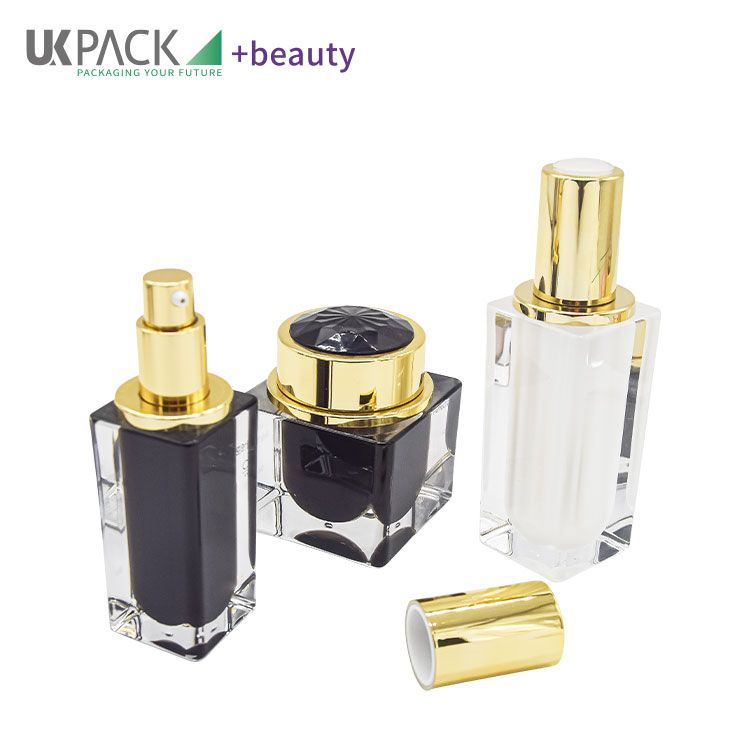 High-end Acrylic Skincare Set 15-30-50-100-120ml Square Lotion Bottle 15-30-50g Cream Jar