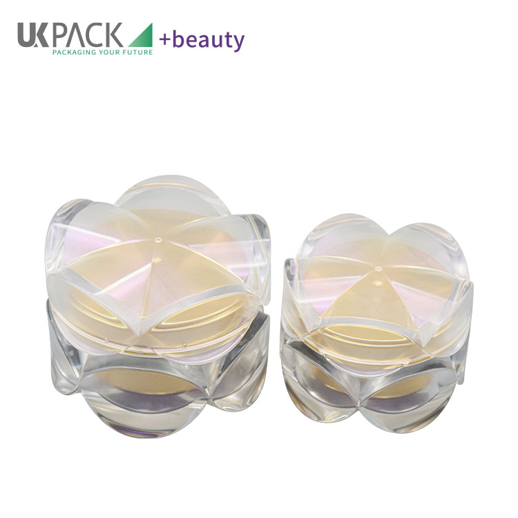 Elegant BPA Free Empty Face Cream Containers Custom Color Flower Shape Acrylic 30g 50g UKC32