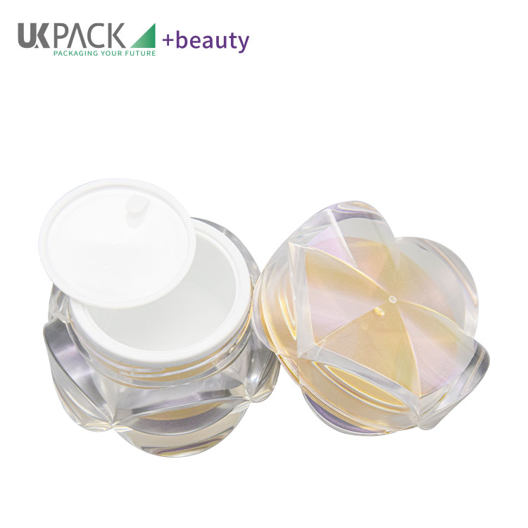 Elegant BPA Free Empty Face Cream Containers Custom Color Flower Shape Acrylic 30g 50g UKC32