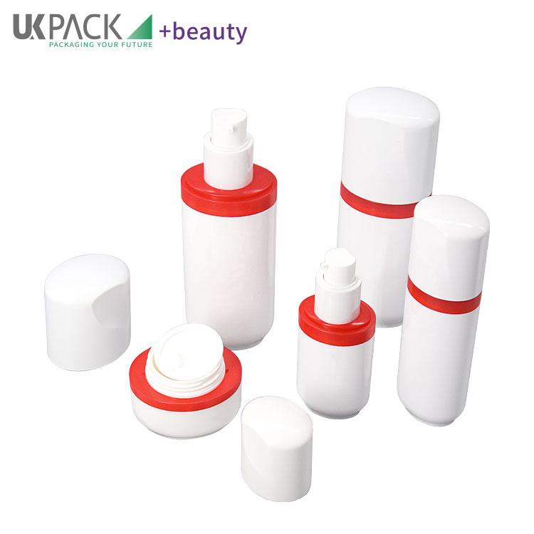 80ml Oval Lotion Cosmetic Pump Bottle Set With 25 / 45g PETG Jar