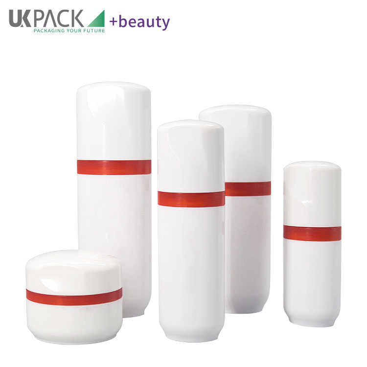 80ml Oval Lotion Cosmetic Pump Bottle Set With 25 / 45g PETG Jar