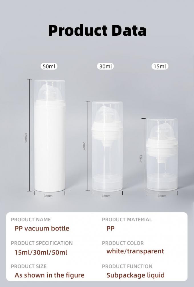 Round allplasticPp Airless Pump Bottle 15ml 30ml 50mlMono airless pump bottle dispenser 6