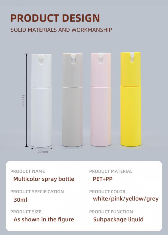 PET Portable Plastic 30ml Mist Spray Bottle Multicolor 6