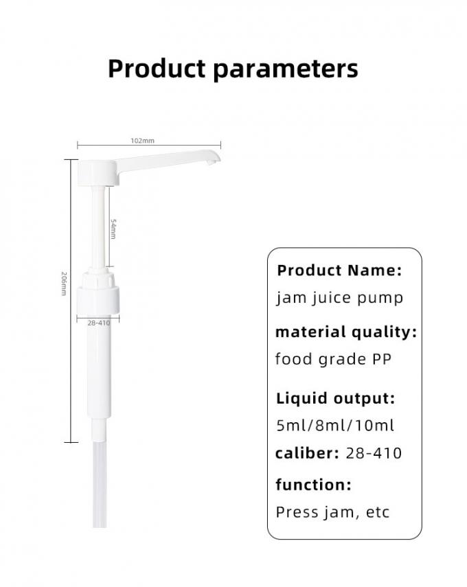 28-410 Plastic Syrup Dispense Pump Used In KFC Restaurant 5ml 8ml 10ml 7