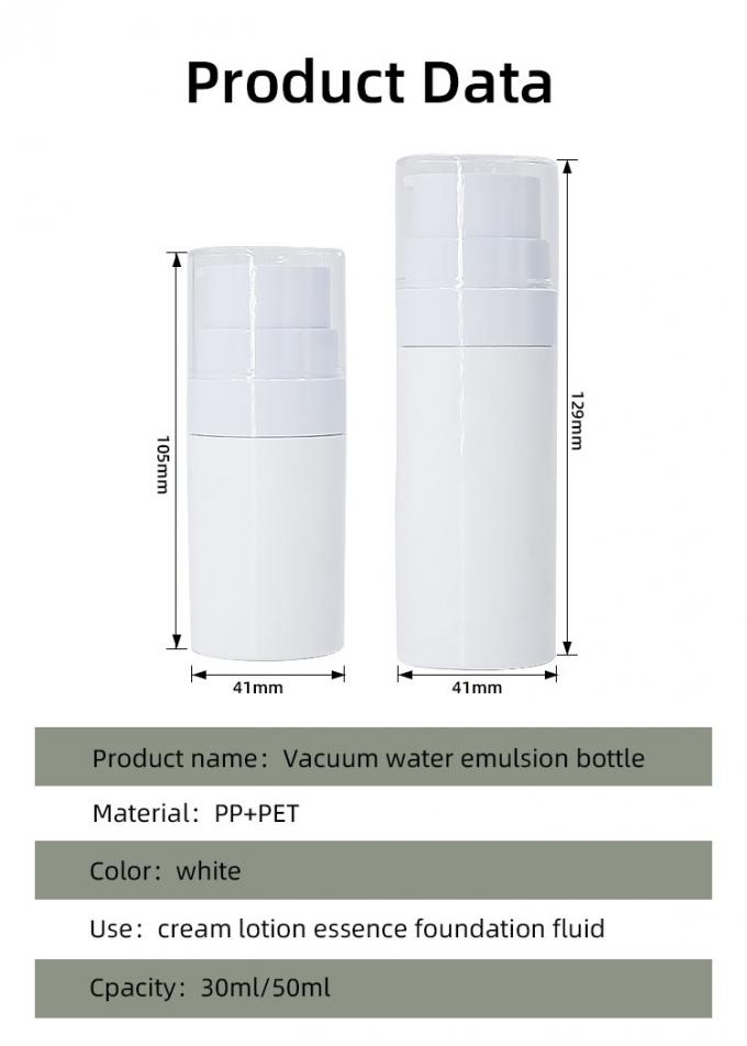 Acrylic Airless Bottle Refillable Screen Printing 30ml And 50ml 3