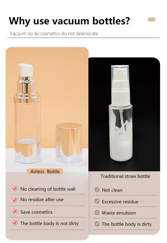 AS Aluminum Airless Pump Bottles 15ml 30ml 50ml 80ml 100ml 120ml 5