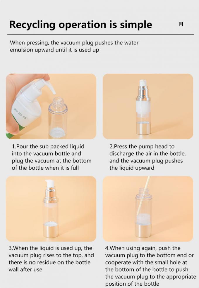 AS Aluminum Airless Pump Bottles 15ml 30ml 50ml 80ml 100ml 120ml 6