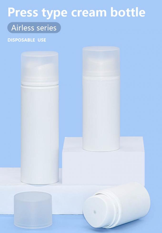 PP White Airless Pump Bottles 50ml 100ml 150ml With Central Hole Outlet Design 0