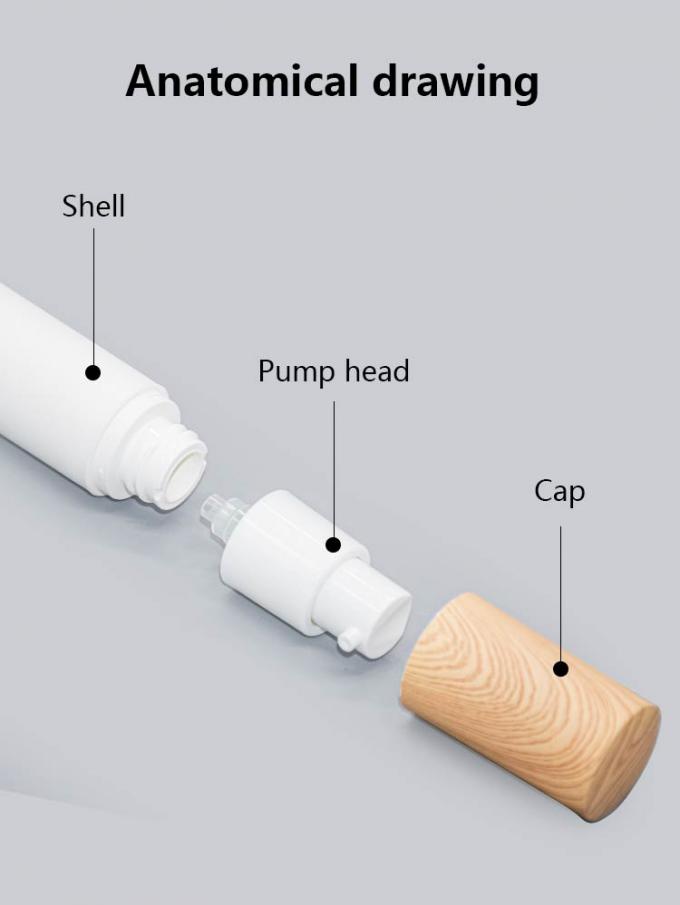 Wood Grain Over Cap PP Airless Bottle 15ml 30ml 50ml 6