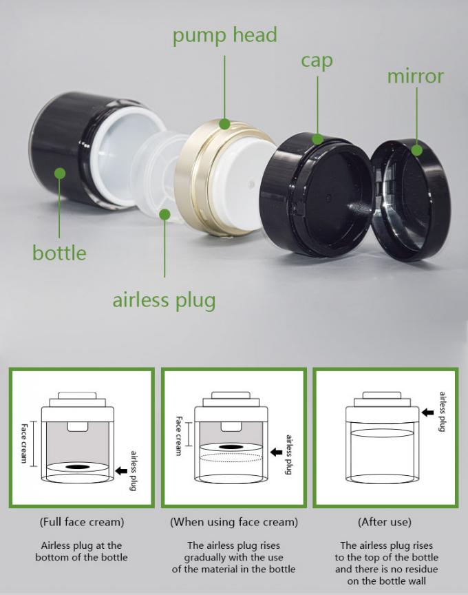 CC Cream Acrylic Airless Jar With Mirror Cosmetic Pump Packaging 3