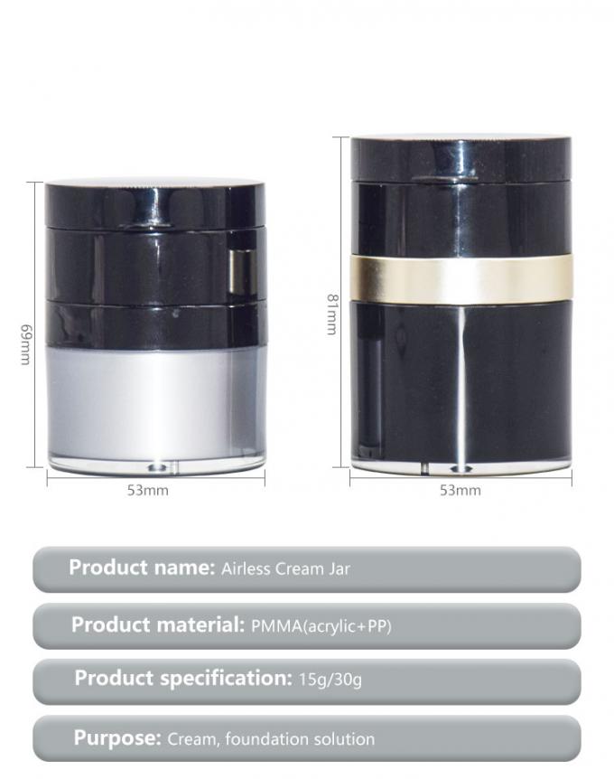 CC Cream Acrylic Airless Jar With Mirror Cosmetic Pump Packaging 0