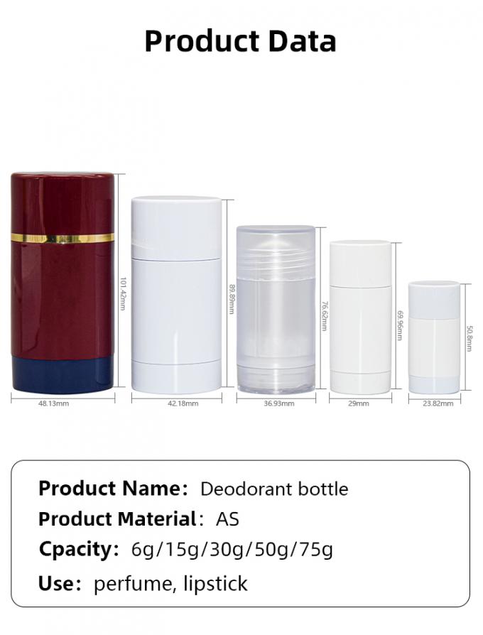 0.2oz - 2.5oz AS Round Clear Deodorant Containers Packaging Tubes 6g 15g 30g 50g 75g 5